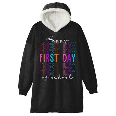 Happy First Day Of School Colorful Hooded Wearable Blanket