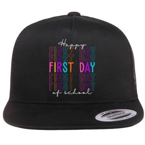 Happy First Day Of School Colorful Flat Bill Trucker Hat