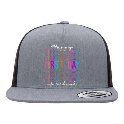 Happy First Day Of School Colorful Flat Bill Trucker Hat