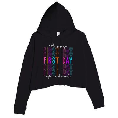 Happy First Day Of School Colorful Crop Fleece Hoodie