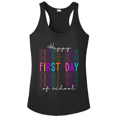 Happy First Day Of School Colorful Ladies PosiCharge Competitor Racerback Tank
