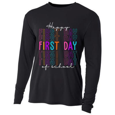 Happy First Day Of School Colorful Cooling Performance Long Sleeve Crew