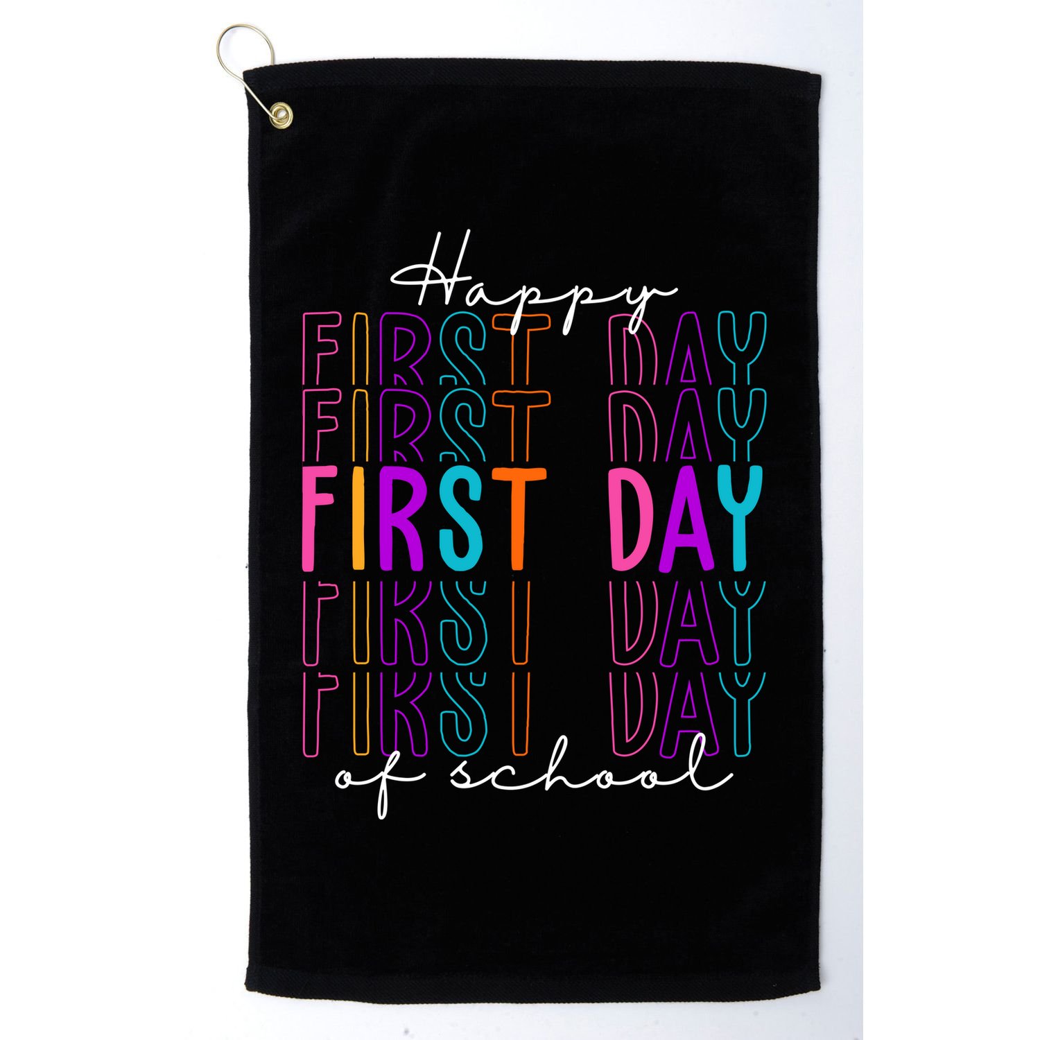 Happy First Day Of School Colorful Golf Towel