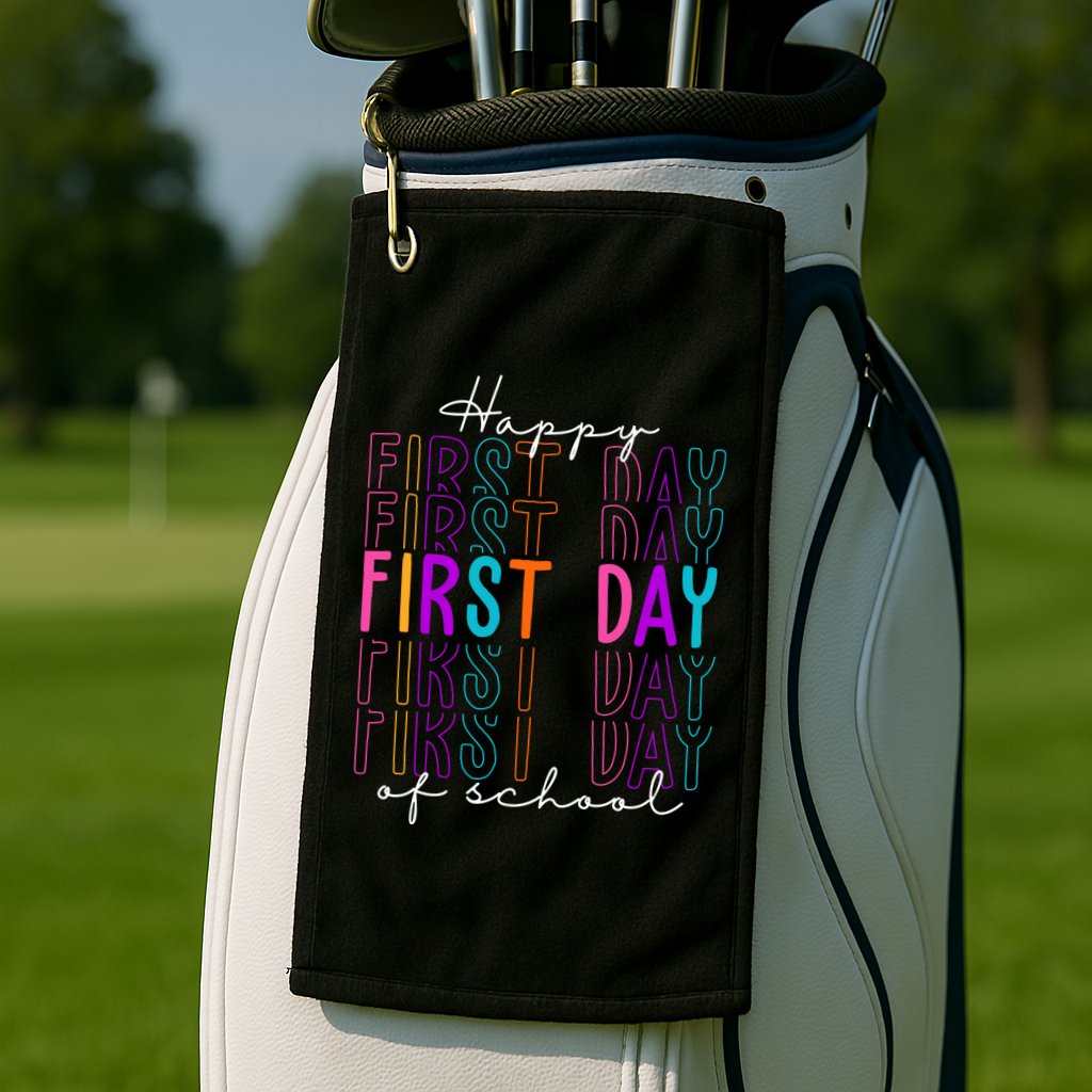 Happy First Day Of School Colorful Golf Towel