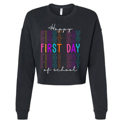 Happy First Day Of School Colorful Cropped Pullover Crew