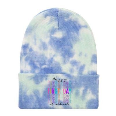 Happy First Day Of School Colorful Tie Dye 12in Knit Beanie