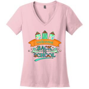 Happy First Day Of School Teachers Women Student Boy Girl Women's V-Neck T-Shirt