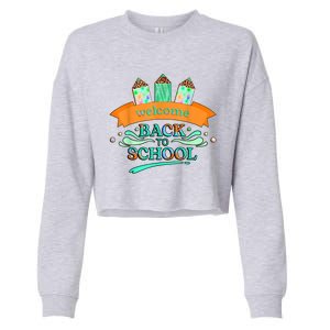 Happy First Day Of School Teachers Women Student Boy Girl Cropped Pullover Crew