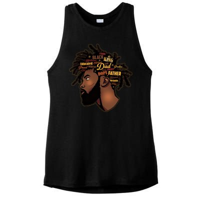 Happy Father's Day Black African American Dad Ladies PosiCharge Tri-Blend Wicking Tank