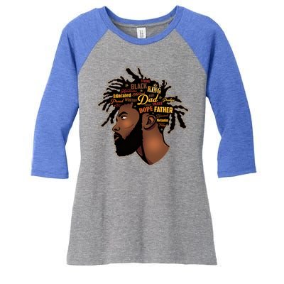 Happy Father's Day Black African American Dad Women's Tri-Blend 3/4-Sleeve Raglan Shirt