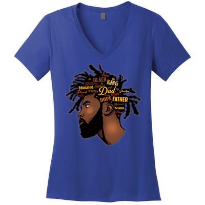 Happy Father's Day Black African American Dad Women's V-Neck T-Shirt