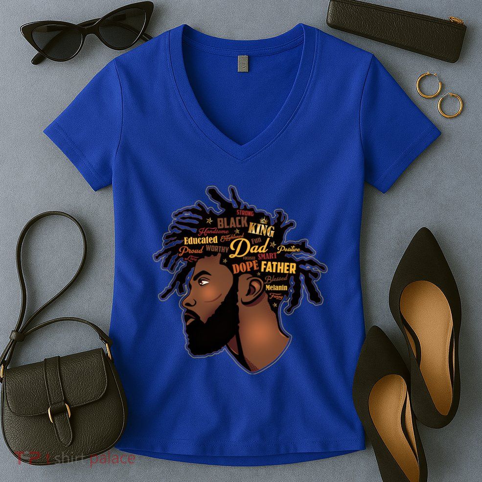 Happy Father's Day Black African American Dad Women's V-Neck T-Shirt