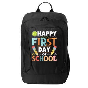 Happy First Day Of School Teacher Student Kindergarten City Backpack