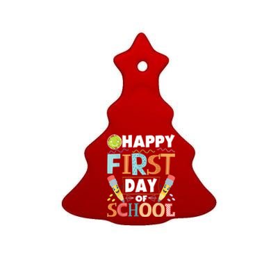 Happy First Day Of School Teacher Student Kindergarten Ceramic Tree Ornament