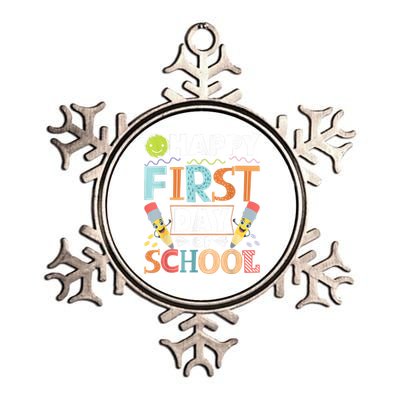 Happy First Day Of School Teacher Student Kindergarten Metallic Star Ornament