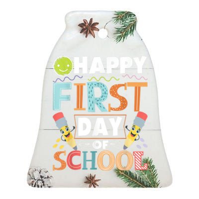 Happy First Day Of School Teacher Student Kindergarten Ceramic Bell Ornament