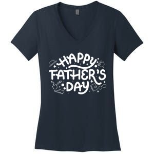 Happy Father's Day Dad Gift Women's V-Neck T-Shirt