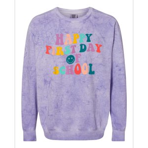 Happy First Day Of School Teacher Kids Welcome Back To School Colorblast Crewneck Sweatshirt