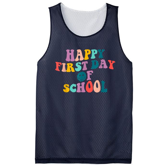 Happy First Day Of School Teacher Kids Welcome Back To School Mesh Reversible Basketball Jersey Tank