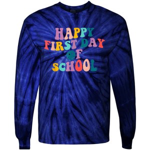 Happy First Day Of School Teacher Kids Welcome Back To School Tie-Dye Long Sleeve Shirt