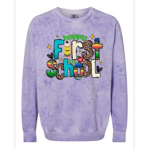 Happy First Day Of School Back To School Teacher Girl Boy Colorblast Crewneck Sweatshirt