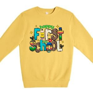 Happy First Day Of School Back To School Teacher Girl Boy Premium Crewneck Sweatshirt