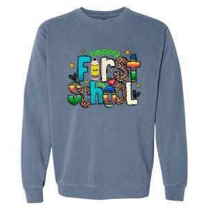 Happy First Day Of School Back To School Teacher Girl Boy Garment-Dyed Sweatshirt