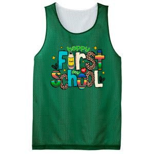 Happy First Day Of School Back To School Teacher Girl Boy Mesh Reversible Basketball Jersey Tank