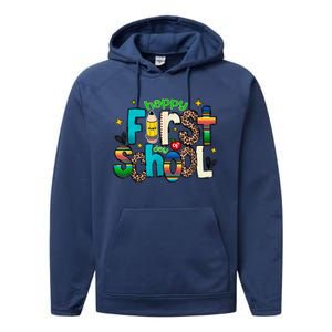 Happy First Day Of School Back To School Teacher Girl Boy Performance Fleece Hoodie