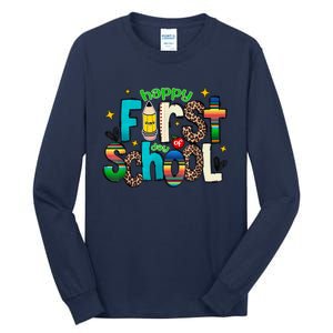 Happy First Day Of School Back To School Teacher Girl Boy Tall Long Sleeve T-Shirt