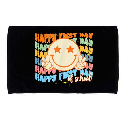 Happy First Day Of School Hippie Face Back To School Teacher Microfiber Hand Towel