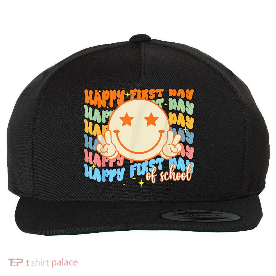 Happy First Day Of School Hippie Face Back To School Teacher Wool Snapback Cap