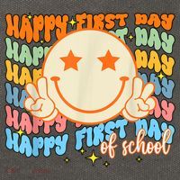 Happy First Day Of School Hippie Face Back To School Teacher Cotton Canvas Backpack