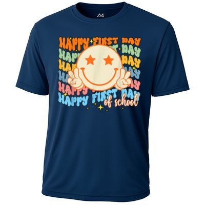 Happy First Day Of School Hippie Face Back To School Teacher Performance Shirt