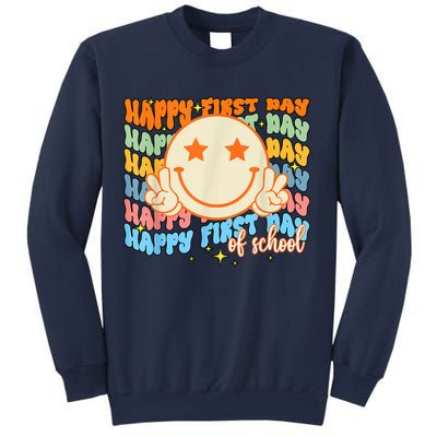 Happy First Day Of School Hippie Face Back To School Teacher Sweatshirt