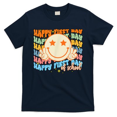 Happy First Day Of School Hippie Face Back To School Teacher T-Shirt