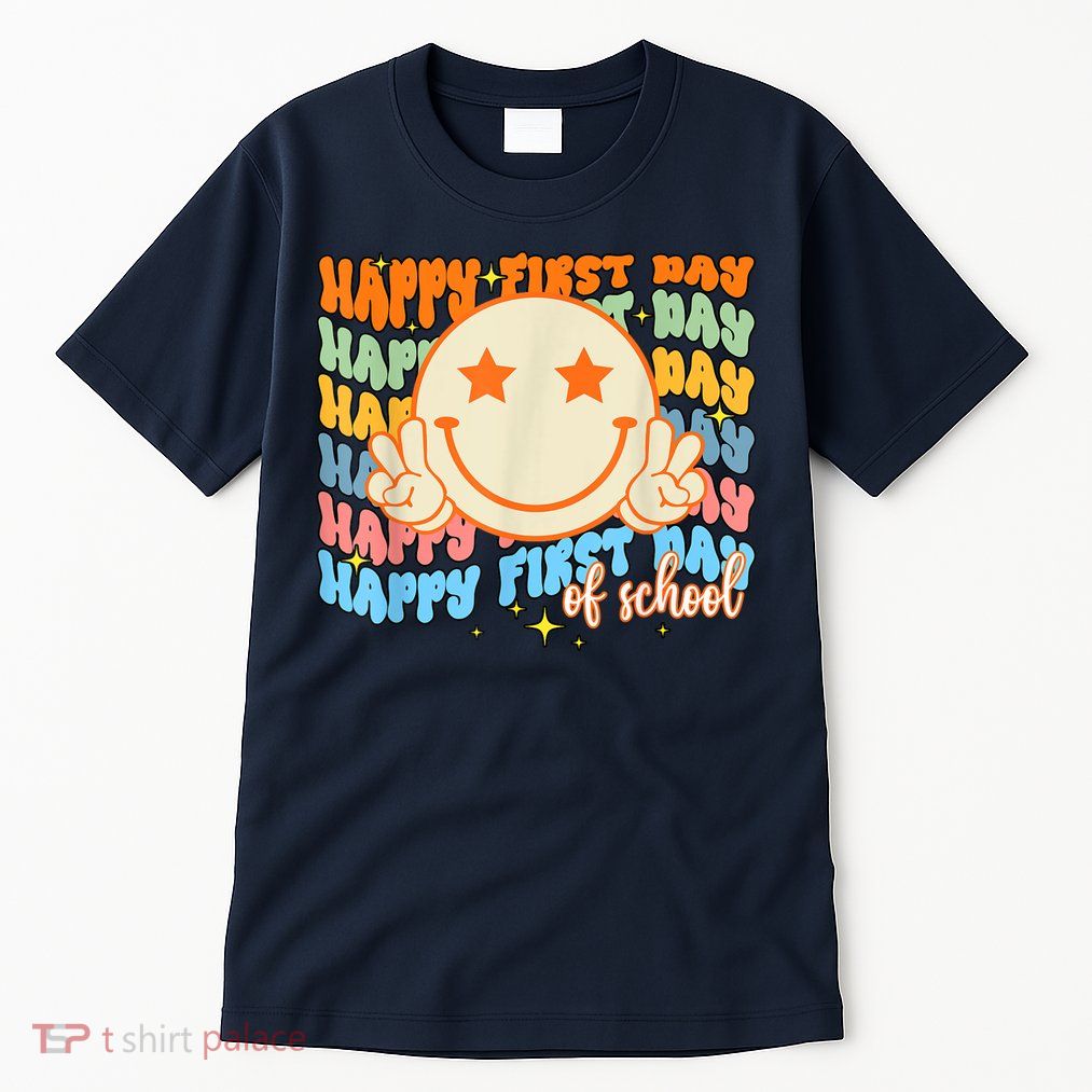 Happy First Day Of School Hippie Face Back To School Teacher Tall T-Shirt
