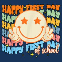 Happy First Day Of School Hippie Face Back To School Teacher Sustainable Bucket Hat