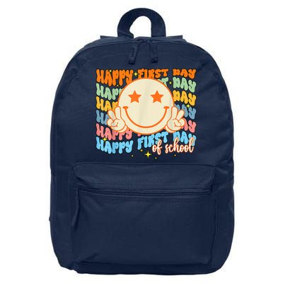 Happy First Day Of School Hippie Face Back To School Teacher 16 in Basic Backpack
