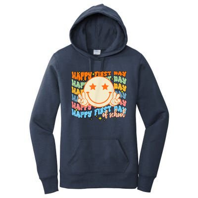 Happy First Day Of School Hippie Face Back To School Teacher Women's Pullover Hoodie