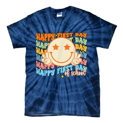 Happy First Day Of School Hippie Face Back To School Teacher Tie-Dye T-Shirt