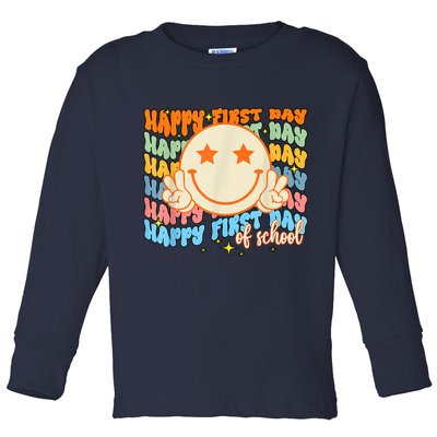 Happy First Day Of School Hippie Face Back To School Teacher Toddler Long Sleeve Shirt