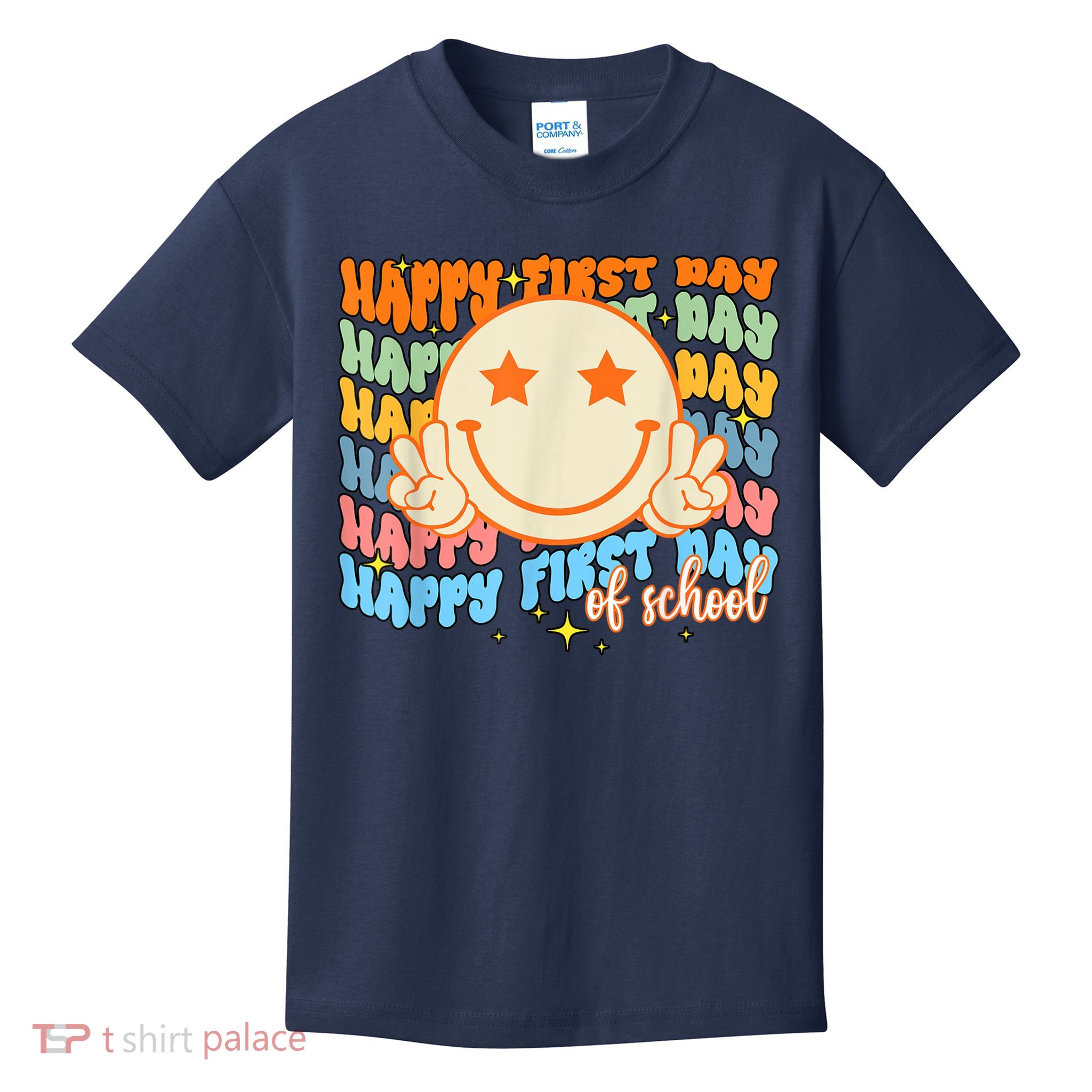 Happy First Day Of School Hippie Face Back To School Teacher Kids T-Shirt