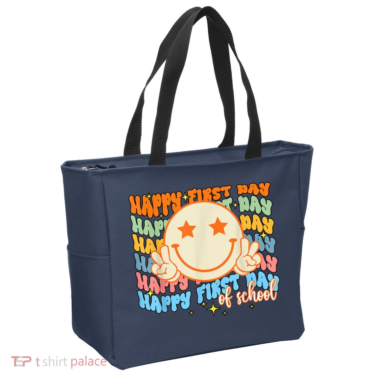Happy First Day Of School Hippie Face Back To School Teacher Zip Tote Bag