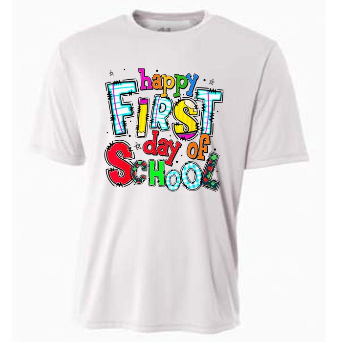 Happy First Day Of School Gifts Students Teachers Cooling Performance Crew T-Shirt