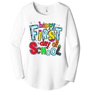 Happy First Day Of School Gifts Students Teachers Women's Perfect Tri Tunic Long Sleeve Shirt