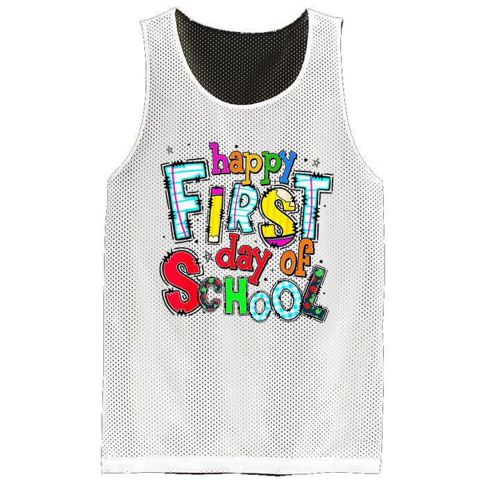 Happy First Day Of School Gifts Students Teachers Mesh Reversible Basketball Jersey Tank