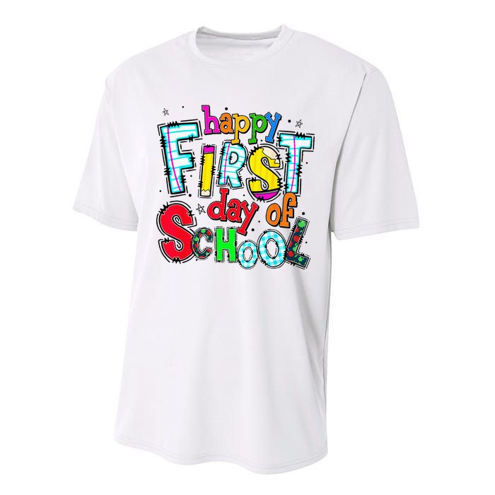 Happy First Day Of School Gifts Students Teachers Performance Sprint T-Shirt