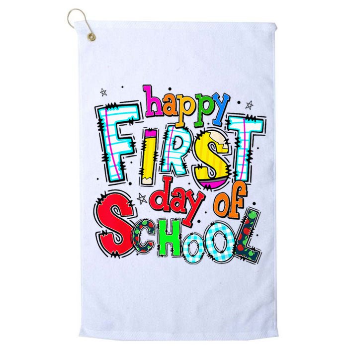 Happy First Day Of School Gifts Students Teachers Platinum Collection Golf Towel