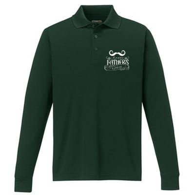 Happy Father's Day Dad Mustache Performance Long Sleeve Polo